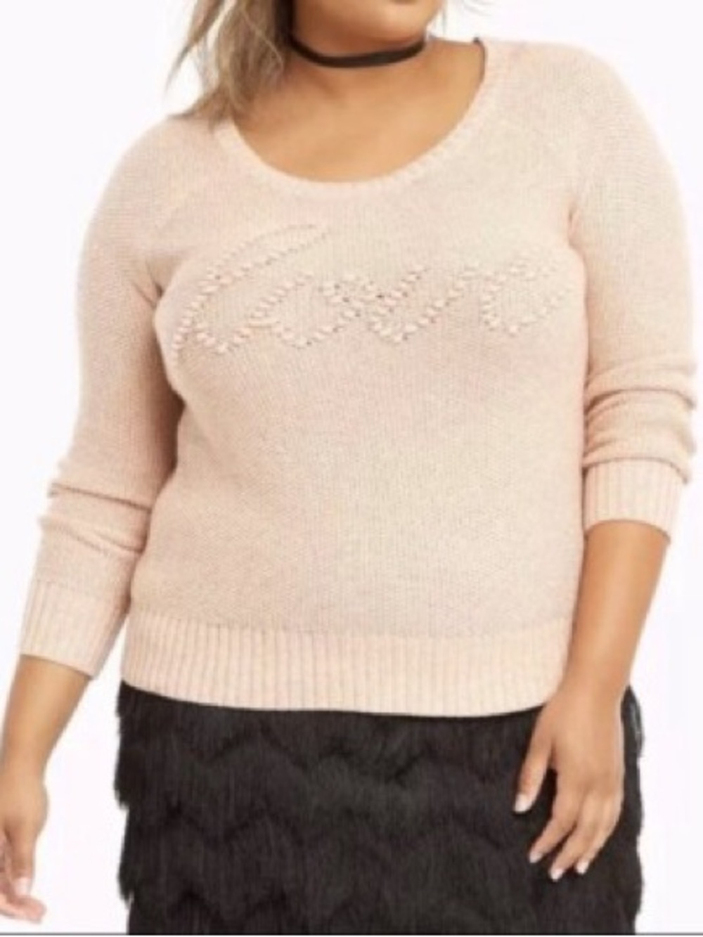 Torrid Pink Love Knit Sweater Plus 2